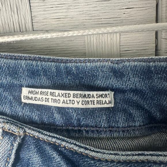 Ava & Viv High rise relaxed, denim Bermuda shorts dark wash pockets, plus size - Picture 4 of 9